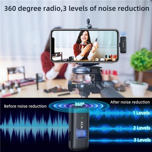 Wireless Lavalier Microphone for iPhone, Noise Cancelling Lapel Mic,3 Mode - Picture 3 of 7